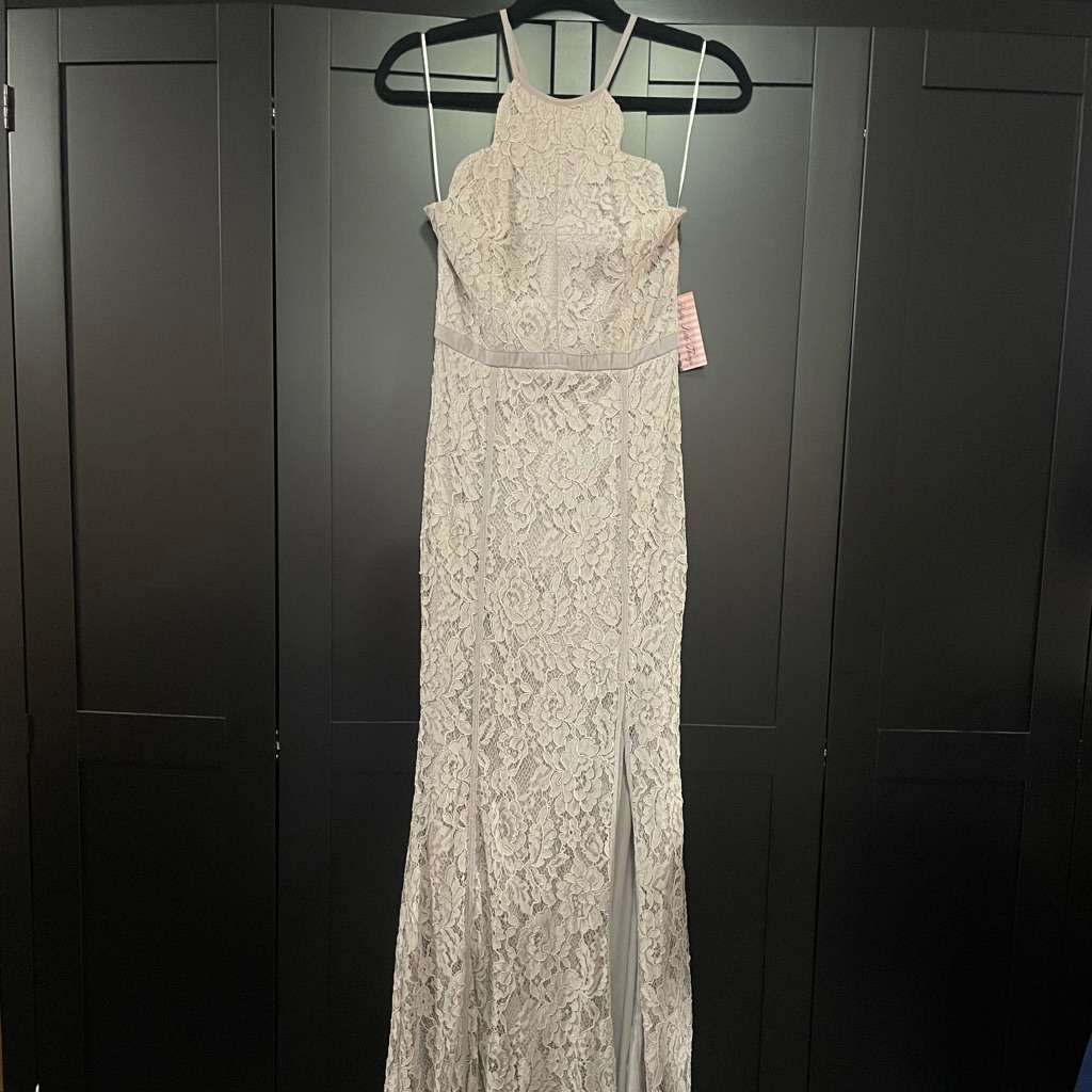 Nwt Baby Blue Lace Maniju Flr-Length Dress Sz M/S